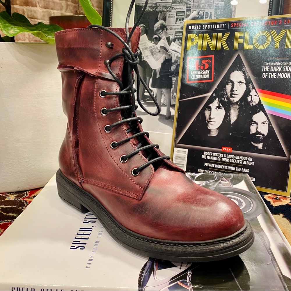 Italian leather combat boots